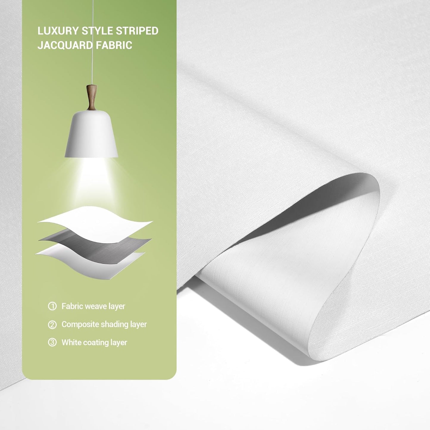 Blackout Roller Shades for Indoor Windows, Cordless Jacquard Fabric-Matched Roller Blinds, Easy to Install Privacy UV Protection Roll Up Blinds for Home Office, Pure White, 25" W x 72" H