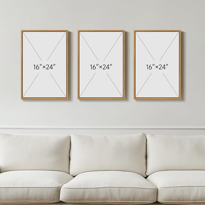 Framed William Morris Canvas Wall Art Set of 3, Vintage Boho Floral Paintings Prints, Rustic Farmhouse Botanical Artwork for Living Room, Bedroom, Hallway or Office, 16x24 Inch
