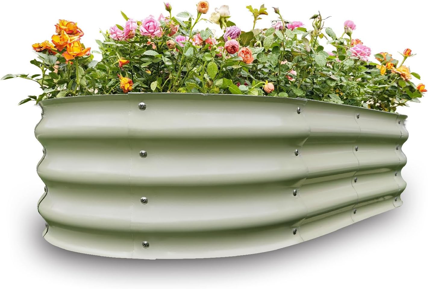 Gardmax Galvanized Raised Garden Bed, Lightweight Planter Boxes Outdoor with Easy Assembly, Large Garden Bed for Vegetables, Fruits, Flower Milk White