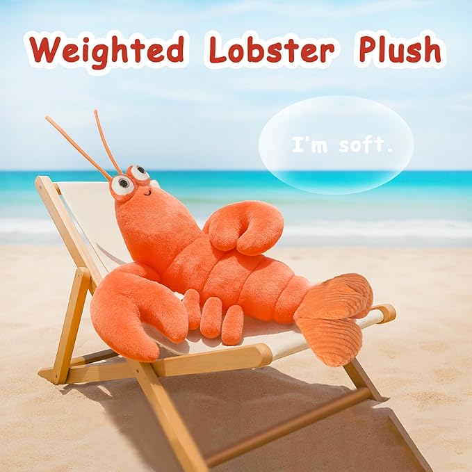 Niuniu Daddy 23" | 3.3 Pound Lobster Weighted Stuffed Animals for Kids Adults, Large Lobster Weighted Plush Toys Animal Calming for Sleeping, Cute Body Pillow for Presents Birthday Christmas Holiday