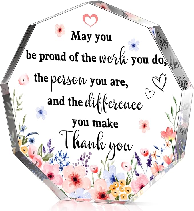 Yinder Thank You Gifts for Women Appreciation Gifts for Coworker Employee Nurse Teacher Leader Boss Inspirational Quotes Acrylic Desk Decor for Home Office Farewell Retirement