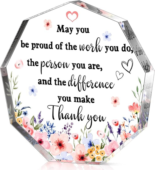Yinder Thank You Gifts for Women Appreciation Gifts for Coworker Employee Nurse Teacher Leader Boss Inspirational Quotes Acrylic Desk Decor for Home Office Farewell Retirement