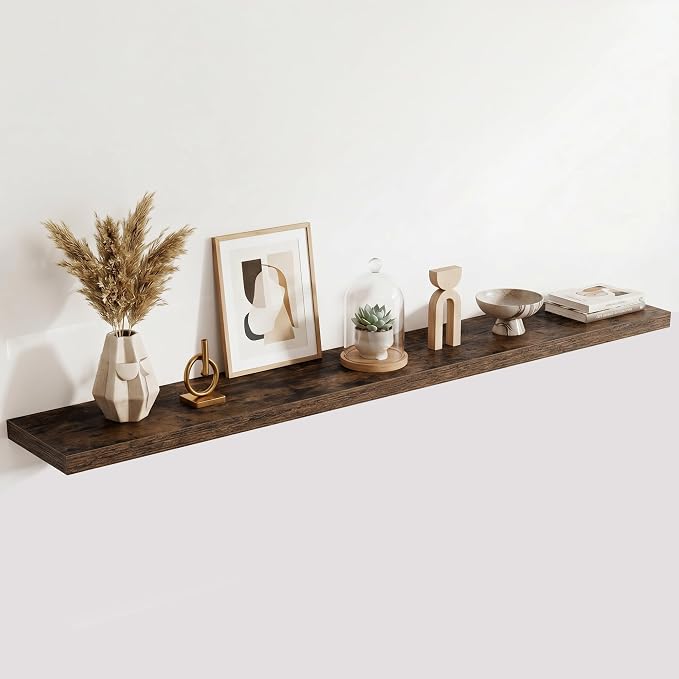 Acovy 10" Extra Deep Floating Shelves for Wall, 72" Long Wood Wall Shelves Set of 1 for Bathroom Bedroom Kitchen Living Room Laundry Room, Modern Floating Shelf for Home Decor