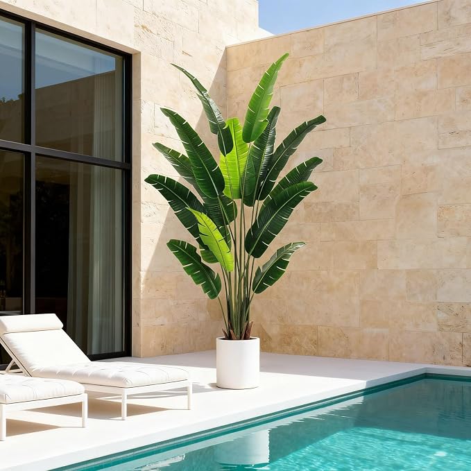 YEPDIN 7 FT Artificial Bird of Paradise Plants Decoration Large Fake Tree | Fake Banana Leaf Plant Decor Large Faux trees Realistic Indoor Outdoor Tall Floor Plants for Living Room, Office Decor