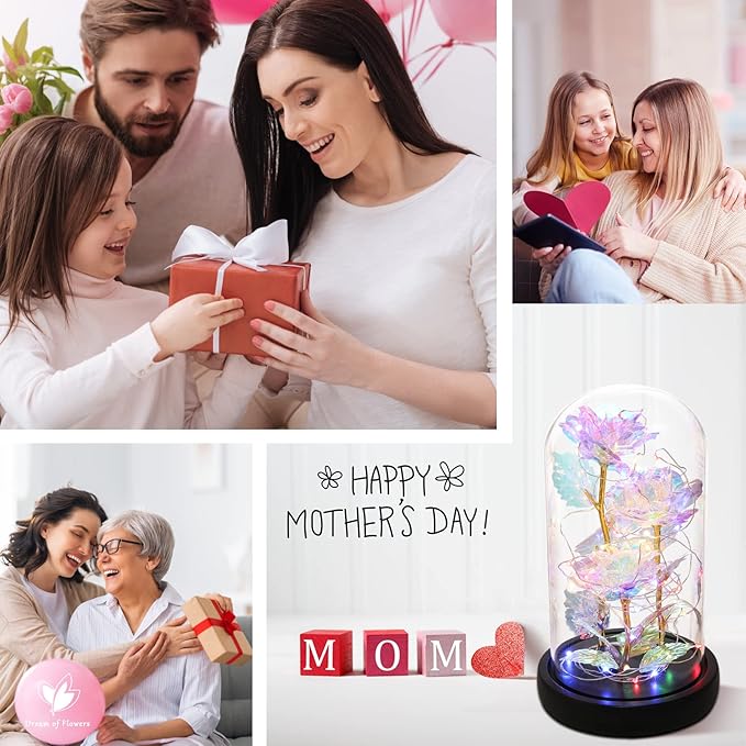 Birthday Gifts Galaxy Artificial Rose, Flowers for Delivery Prime Beauty and The Beast Rose Gold Foil Rose Enchanted Colorful Infinity Rose, Rose Flowers Gifts for Home Decor Unique Gifts for Women