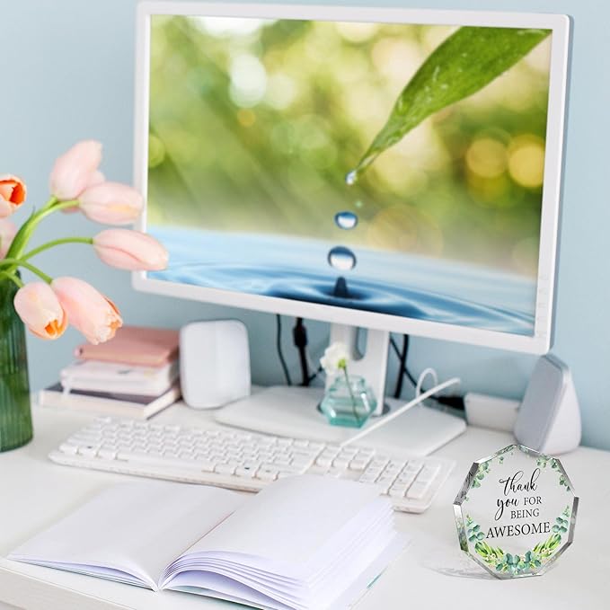 Yinder Thank You Gifts for Women Appreciation Gifts for Coworker Employee Nurse Teacher Leader Boss Inspirational Quotes Acrylic Desk Decor for Home Office Farewell Retirement