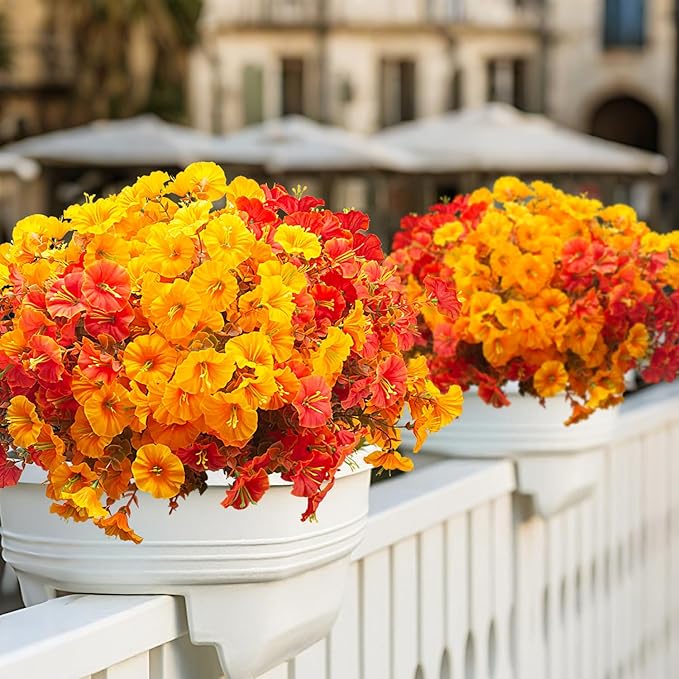 Grunyia 16 PCS Outdoor Fall Artificial Flower - Autumn Thanksgiving Halloween Porch Decor, Faux UV-Resistant Plants for Front Door, Wall, Fence, Fireplace Mantel Decorations