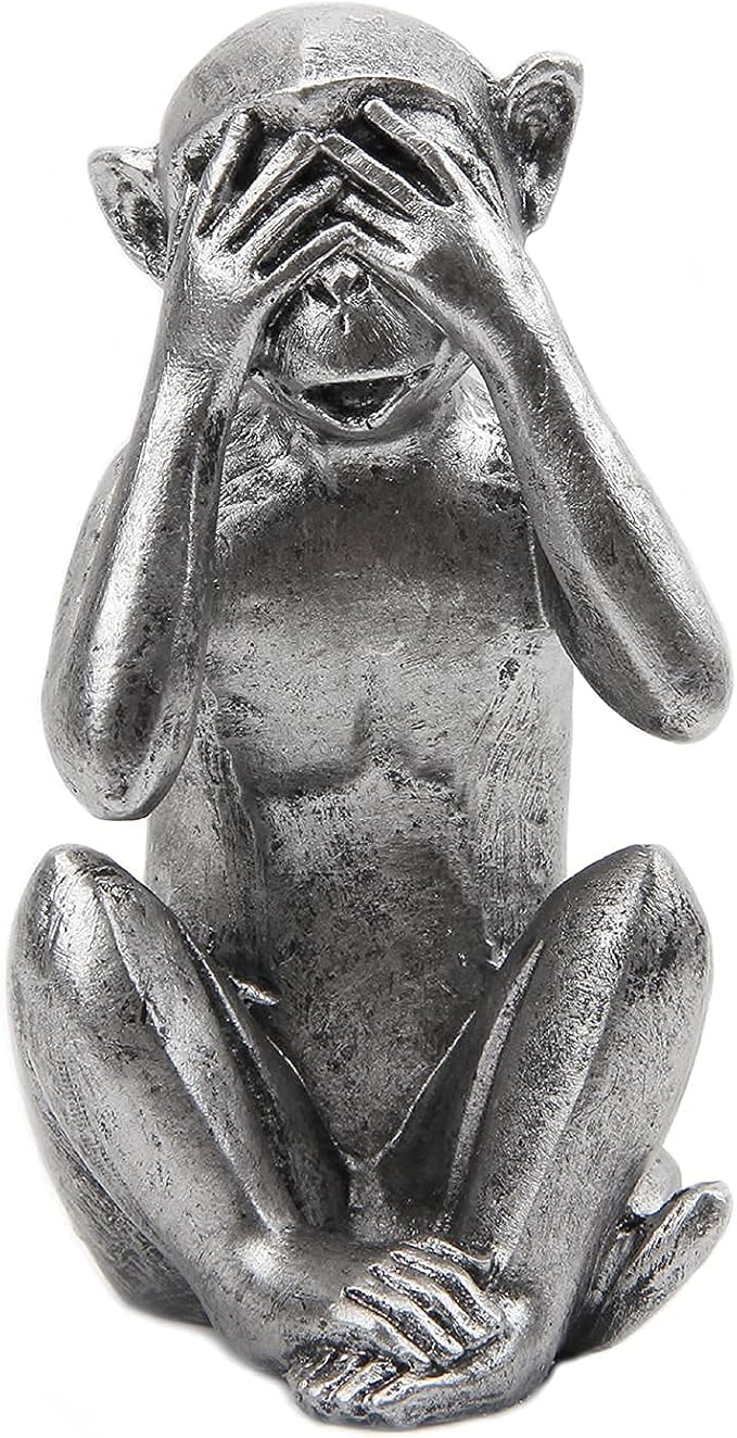 3 wise monkeys statue - hear no evil see no evil speak no evil monkeys statue for home decorations,monkeys figurines home decor accents,see no evil figurines monkey statues set of 3 silver color