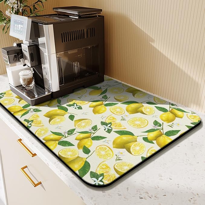 Fun Coffee Mat 23inx15in,Coffee Bar Mat for Countertops,Absorbent Hide Stain Anti-Slip Coffee Bar Accessories Fit Under Coffee Machine Mat,dish Drying Mats for Kitchen