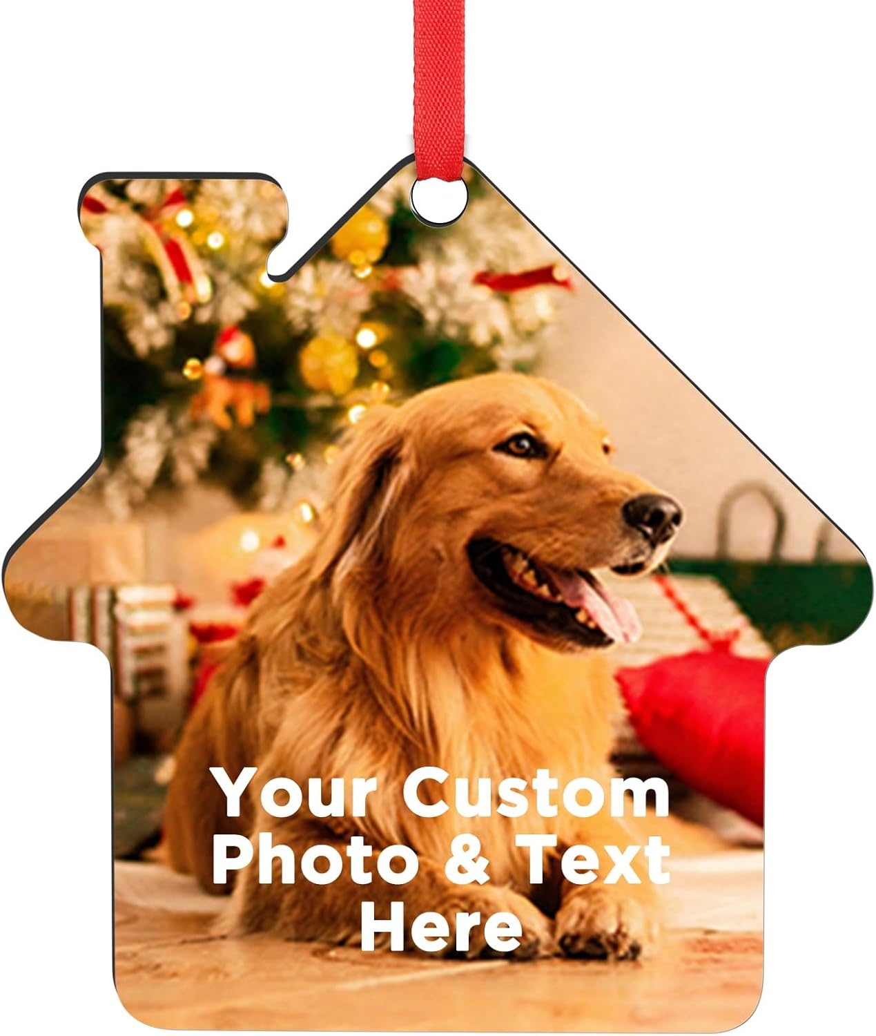 Personalized Christmas Ornaments 2024 Customized with Photo Text Ornament Keepsake Pet First Christmas Ornament Bulk Custom Wooden Xmas Tree Decorations, Wood House
