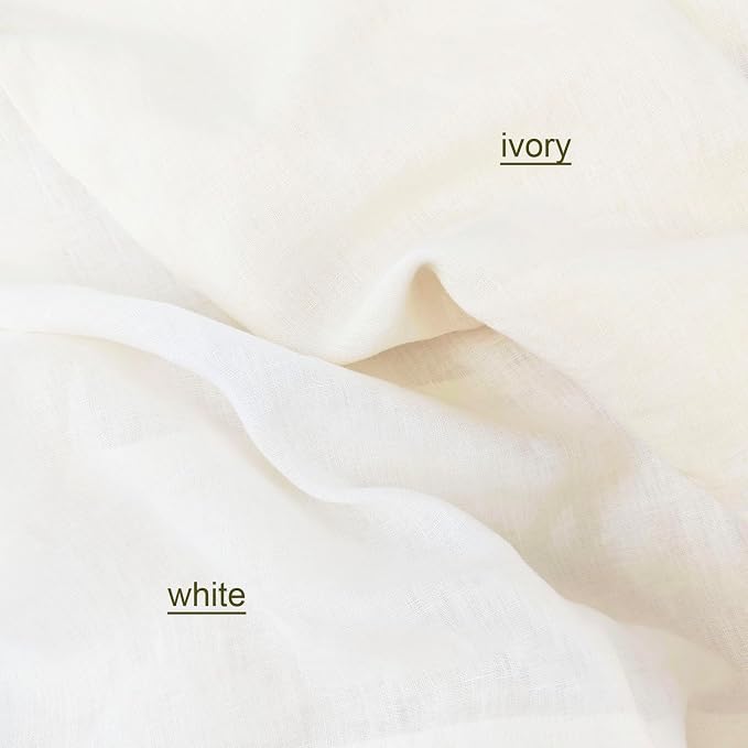 Ruffles Linen Pillowcases 2 Packs, 100% French Linen Pillow Covers, Queen Size Shabby Chic White Pillow Shams, with Decorative Ruffle Envelope Closure (Queen, White, 2 PCS)