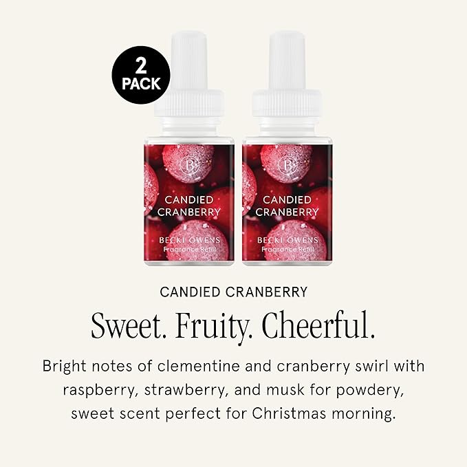 Pura & Becki Owens Home Scent Refill - Smart Home Air Diffuser Fragrance - Long-Lasting Premium Fragrance per Refill - Household Essential - Clean Diffuser Fragrance - 2 Pack, Candied Cranberry