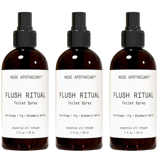 Muse Apothecary Flush Ritual - Aromatic & Refreshing Toilet Spray, Use Before You Go, 2 oz, Infused with Natural Essential Oils - Cara Orange + Fig + Blackberry Vanilla, 3 Pack