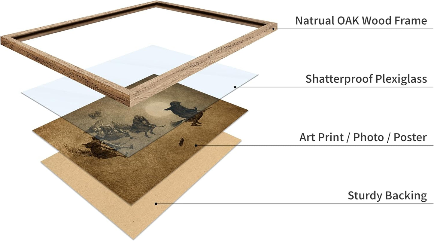 Poster Master Vintage William Holbrook Beard Poster - Retro Occult Print - Gift for Gothic, Horror Fan - The Witches Ride, Pagan, Goth, Magic - Wall Decor for Bedroom, Dorm, 16x20 Beige Framed