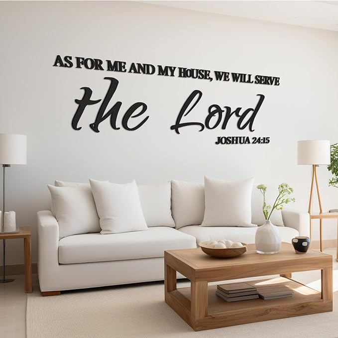 AceOrbit Christian Wall Art Decor As for Me and My House We Will Serve The Lord 16.5 x 64 Inch Wood Scripture Bible Verse Jesus Wall Art Letters Religious Decor for Home Church Kitchen