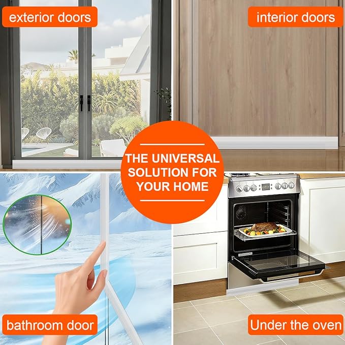 Door Draft Stopper for Bottom of Door, Adjustable Weather Stripping Door Seal for Cold Insulation, Under Door Sweep for Exterior & Interior Doors, Door Bottom Seal Blocker Noise (39inch,Transparent)
