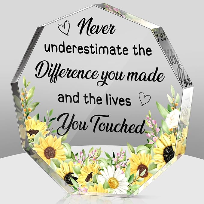 Yinder Thank You Gifts for Women Appreciation Gifts for Coworker Employee Nurse Teacher Leader Boss Inspirational Quotes Acrylic Desk Decor for Home Office Farewell Retirement