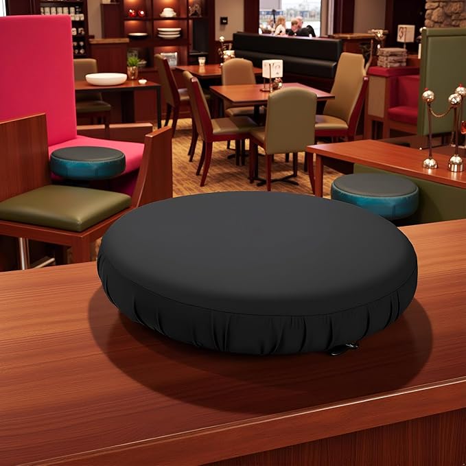 2 Pcs Bar Stool Covers, Soft Round High Elastic Bar Stool Cushion, Machine Washable, Fit for Dia 11-14 in Round Stool, Black