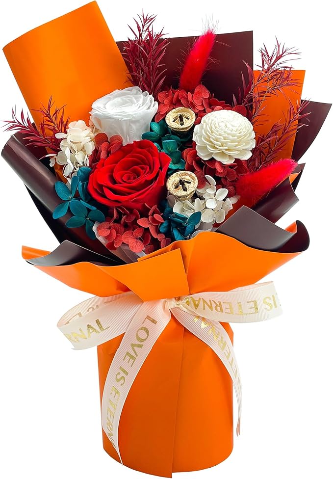 QOEAZY Flowers for Delivery, Preserved Flowers Bouquet with Gift Box, Rose Gifts for Women Mom Grandma