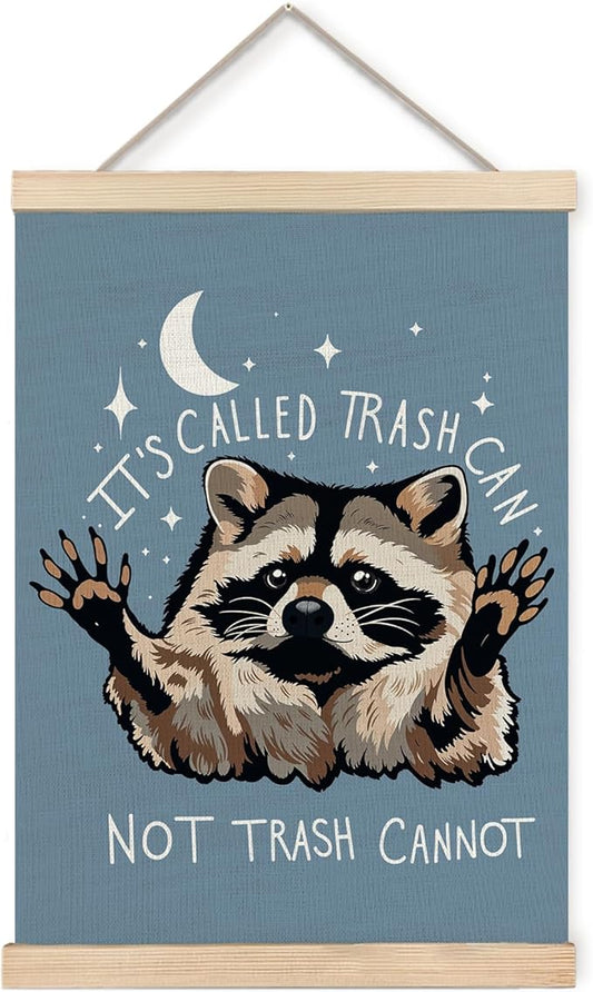 Foritho Funny Motivational Raccoon Meme Poster Wall Art Framed for Office Dorm Home, Sarcastic Work Trash Panda Office Canvas Prints Wall Decor for Coworkers Women Men, 12x16 Inch - Blue