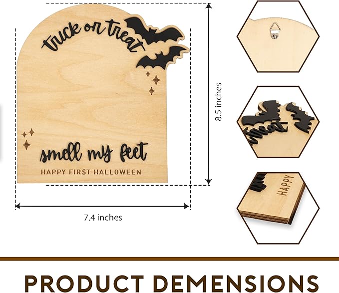 Baby’s First Halloween DIY Footprint Kit – Trick or Treat Wooden Milestone Card Keepsake Sign – Baby halloween Nursery Tabletop Décor, Newborn, halloween Kids stuff