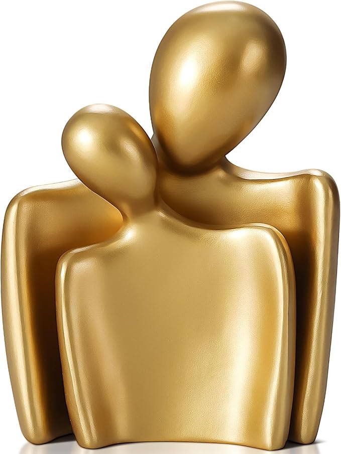 Flytime Love Couple Statue-8 Inch, Suitable for Home Modern Art Decor Sculpture Placed in TV Stand, Living Room, Bookshelf, Bedroom for Valentine's Day, Wedding, Anniversary(Gold)