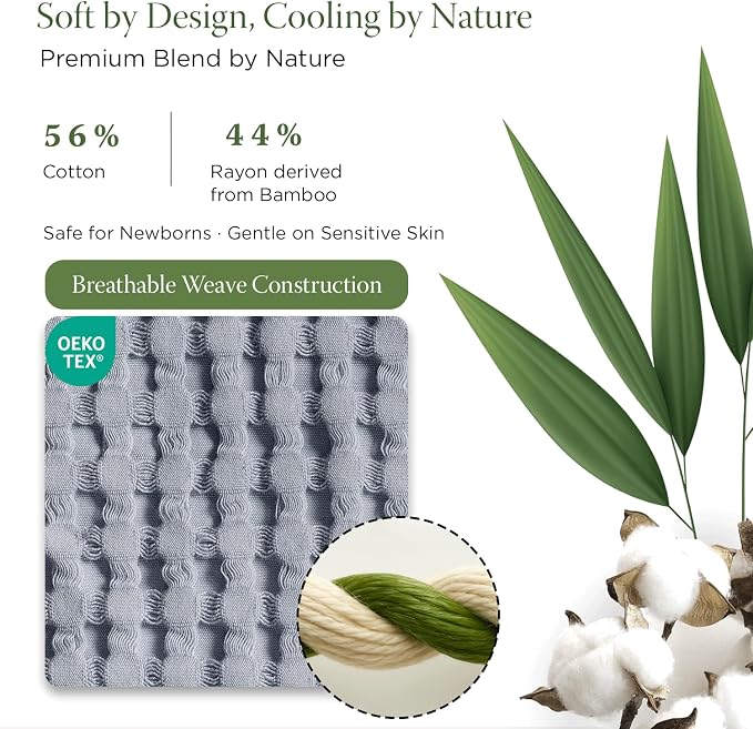 Threadmill Cooling Waffle Baby Blanket | Made from Rayon Derived from Bamboo | Swaddle Blankets for Newborns | 41 x 37 Inches|Ultra-Soft Baby Wrap for Boys & Girls|Registry Essential| Scottish Grey