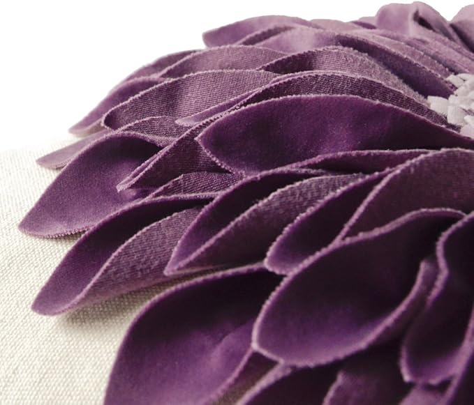 OiseauVoler Decorative Throw Pillow Covers 18x18 Inches 3D Flower Cushion Cases Handmade Square Pillowcases for Couch Bed Living Room Home Decor Purple
