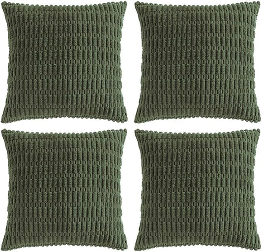 Fancy Homi 4 Packs Decorative Throw Pillow Covers for Living Room Couch Bed, Modern Farmhouse Boho Home Décor Accent Cushion Case, 24" x 24" (Pack of 4), Olive Green