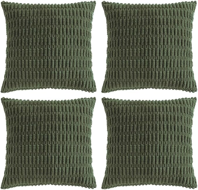 Fancy Homi 4 Packs Decorative Throw Pillow Covers for Living Room Couch Bed, Modern Farmhouse Boho Home Décor Accent Cushion Case, 22" x 22" (Pack of 4), Olive Green