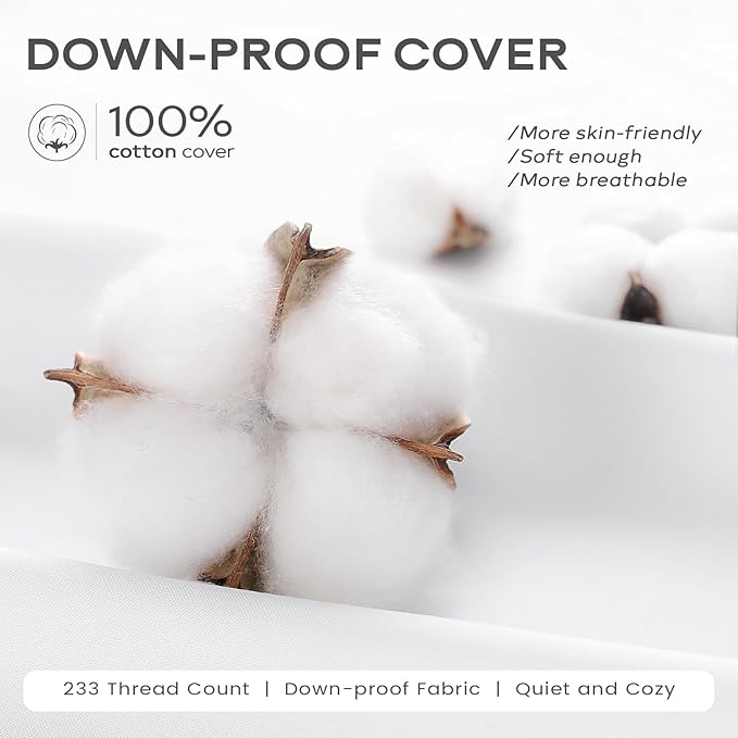SAVORI 14x36 Lumbar Pilow Insert, Set of 2 Down Feather 14x36 Euro Pillow Inserts, Soft Fluffy Sleeping Pillow with 100% Cotton Cover, Decorative Throw Pillows for Couch Sofa Bed-White