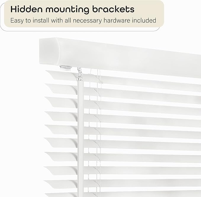 Cordless Light Filtering Mini Blind - 36 Inch Width, 72 Inch Length, 1" Slat Size - Pearl White - Cordless GII Morningstar Horizontal Windows Blinds for Interior by Achim Home Decor