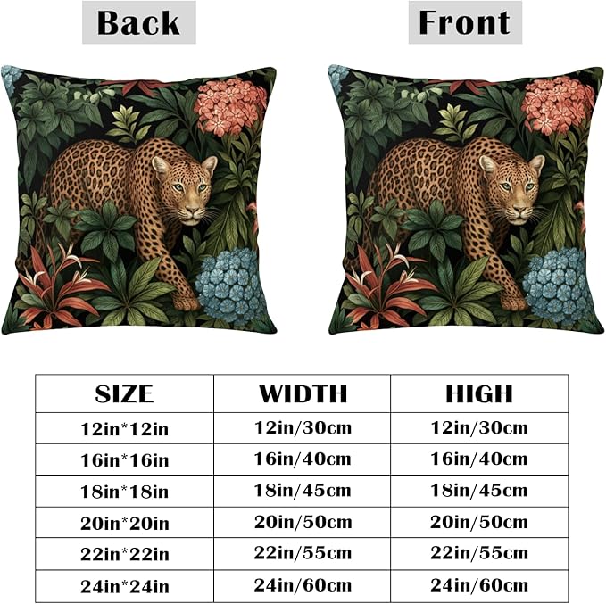 Tropical Jungle Leopards Pillow Covers 18x18 Set of 2 Brown and White Cheetah Throw Pillow Covers Summer Animal Print Pillowcases Hawaiian Tropical Plants Cushion Cases for Home Decor