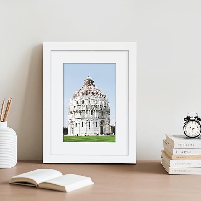 Picrit 6x8 Picture Frame Set of 12, Display 4x6 with Mat or 6x8 without Mat, Photo Frames for Wall Mounting or Table Top Display, White