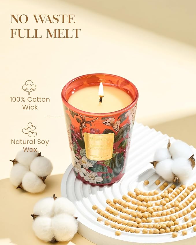 M&SENSE Wild Cherry Soy Candle, 14.1oz, Sweet Romance Gifts for Women | 60H Long Burn, Non-Toxic, Fancy Candle, Date Night, Bedroom Stress Relief, Relaxation Home Fragrance
