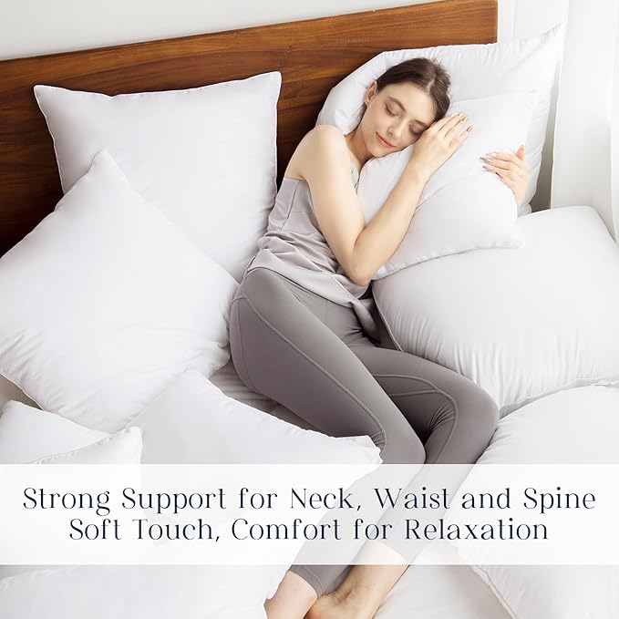 Phantoscope 24 x 24 Pillow Inserts - Throw Pillow Inserts with 100% Cotton Cover - 24 Inch Square Forms Pillow Sham Stuffer - Decorative Couch Cushion Pillows (2 Pack, 24 Inches)