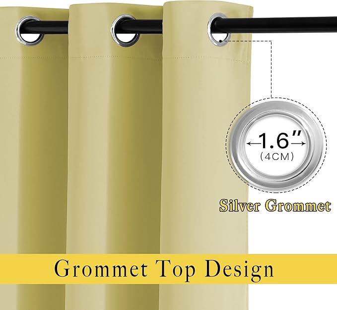 NICETOWN Paler Yellow Blackout Curtains for Bedroom (1 Pair, 52 x 84 inches), Farmhouse Thermal Insulated Room Darkening Drapes for Windows