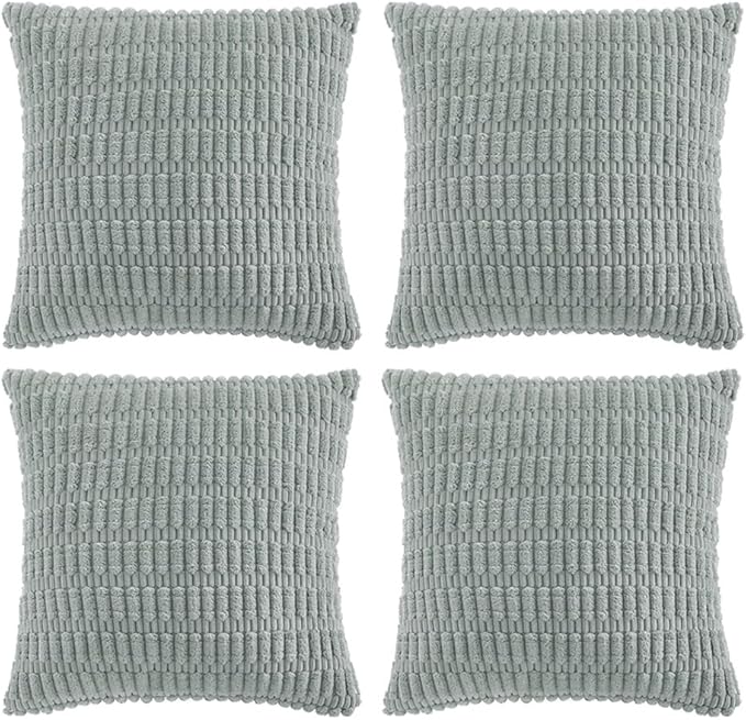 Fancy Homi 4 Packs Decorative Throw Pillow Covers for Living Room Couch Bed, Modern Farmhouse Boho Home Décor Accent Cushion Case, 14" x 14" (Pack of 4), Grey Blue
