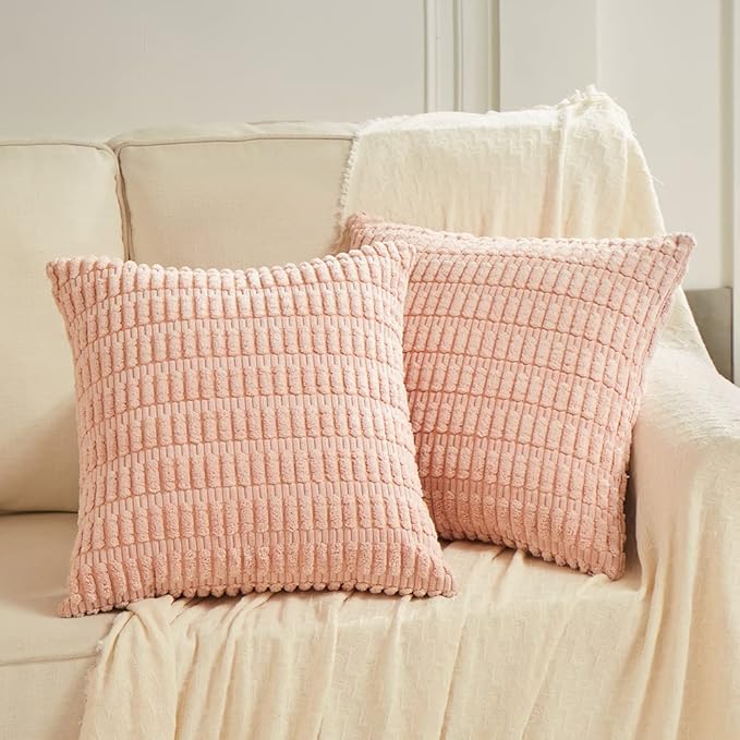 Fancy Homi 4 Packs Decorative Throw Pillow Covers for Living Room Couch Bed, Modern Farmhouse Boho Home Décor Accent Cushion Case, 14" x 14" (Pack of 4), Blush Pink