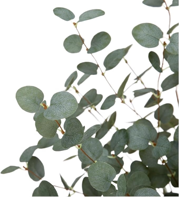 6 Pcs 27" Eucalyptus Stems Greenery Stems Eucalyptus Leaf Spray in Green Silk Plastic Plants Floral Artificial Plants for Home Party Wedding Decoration(Dark Green)