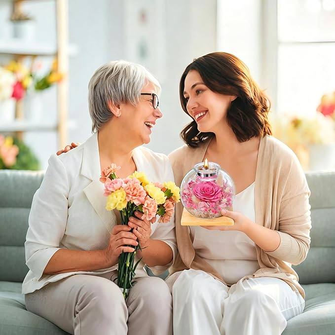 Mothers Day Rose Gifts for Mom Birthday Gift for Women Preserved Rose in Glass with 2 Fragrances Eternal Purple Roses Forever Flowers for Delivery Mothers Day Flower Gifts for Mom Grandma Wife Sister