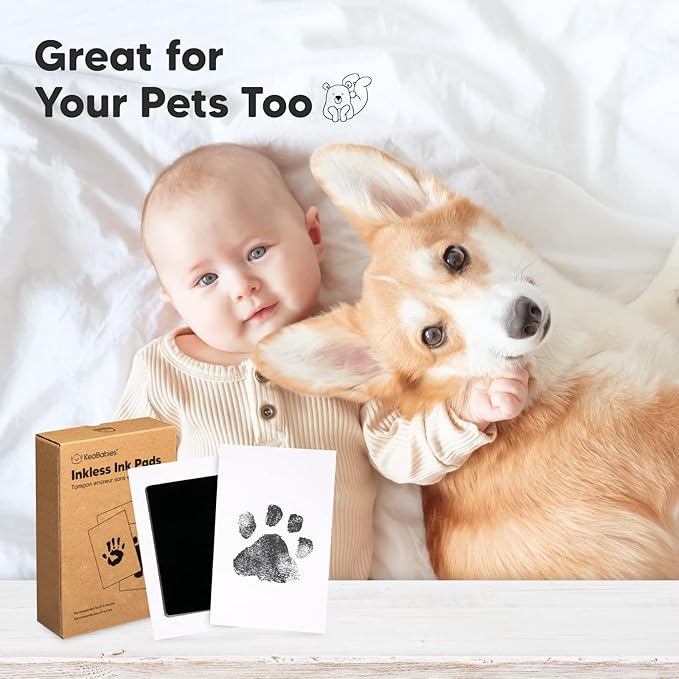 KeaBabies Baby Hand and Footprint Kit and Inkless Handprint and Footprint Kit Pads - Baby Prints Duo Photo Frame for Newborn - Ink Pad for Baby Hands and Footprints