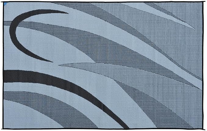 Stylish Camping GA1 Reversible Graphic Patio Mat-8' x 12', Black/Silver
