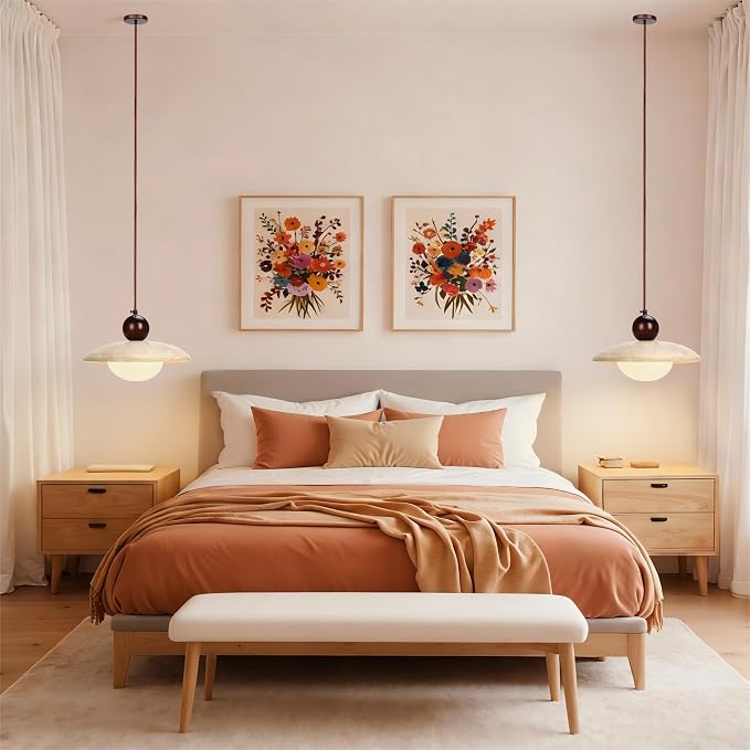 Wabi Sabi Pendant Light,Yellow Travertine Japandi Japanese Minimalist Stone Light Fixture,Adjustable Nordic Hanging Lamp for Kitchen,Bedroom,Vanity Japandi & Japanese Light Fixture(Walnut color)