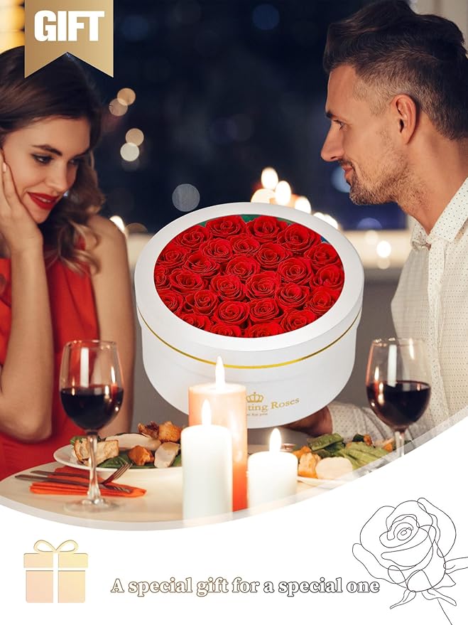 27 Preserved Roses Forever Flowers Real Roses in a Box Mother's Day Birthday Flowers for Her Mom Women Wife Valentine's Day, Red Roses