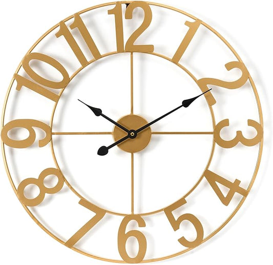 Sorbus Large Wall Clock for Living Room Decor - Wall Clock for Kitchen - 24 inch Big Wall Clock Decorative - Metal Wall Art - Analog Large Clock for Bedroom, Home, Kitchen, Office, Wall Decor (Gold)