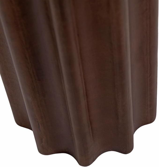 Kate and Laurel Gierson Modern Wooden Round Side Table; 12 x 12 x 22; Dark Brown; Transitional Scalloped Wood End Table for Use as Bedroom Nightstand or Living Room Accent Table