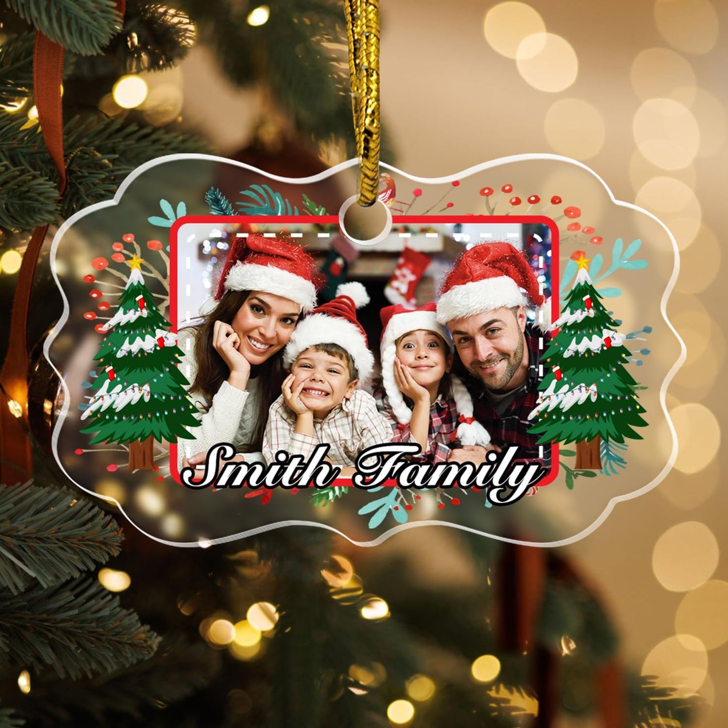 Personalized Crystal Photo Ornaments, Christmas Tree Hanging Decor, Custom Ornaments for Family, Decorative Hanging Glass Pendant, Design Own Picture, Gifts for Christmas, Butterfly Shape