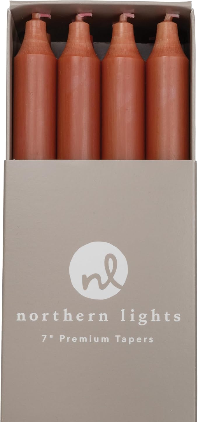 Northern Lights Candles - 7" 12pk Tapers - Terra Cotta - 71727