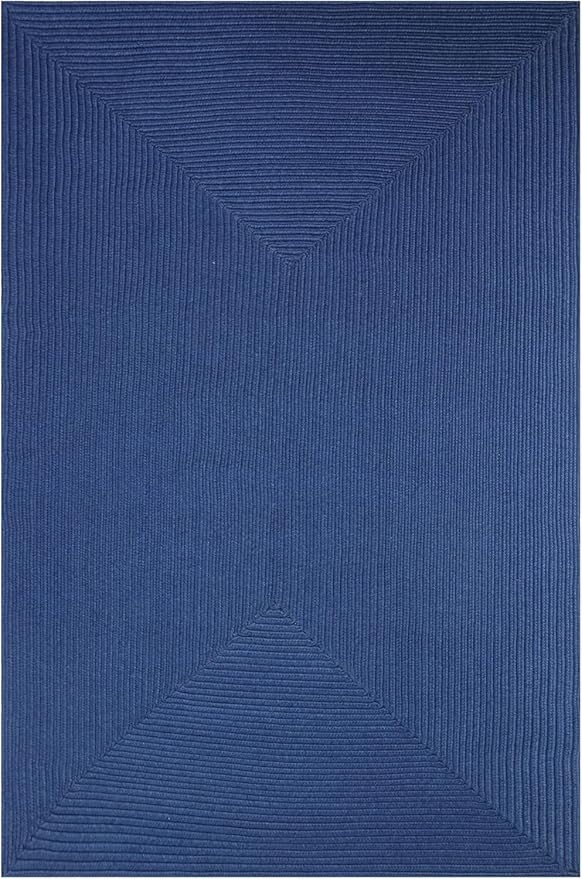 Superior Indoor Outdoor Area Rug, Handwoven Reversible Braided Home Decor for Living Room, Kitchen, Dining Room Floors, Patio, Front Porch, Deck, Modern, Boho, Farmhouse Style, 8' x 10', Denim Blue